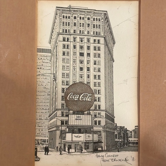 Vtg Henk Brinkman 1981 Signed Lithograph of Coca Cola marquis - Picture 2 of 7